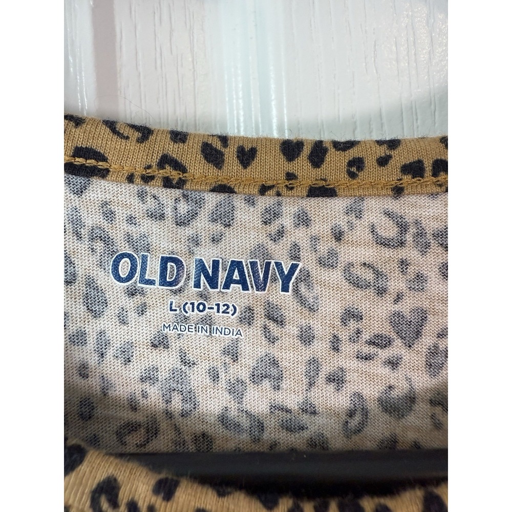 Old Navy Girls Dress Large 10-12 Leopard Print Short Sleeve Tiered Casual - Picture 3 of 5